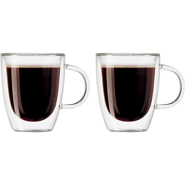 Oggi Set of 2 Double Wall Glass Espresso Cups  3oz  Ultra Clear Borosilicate Glass Insulated Espresso Cup Set