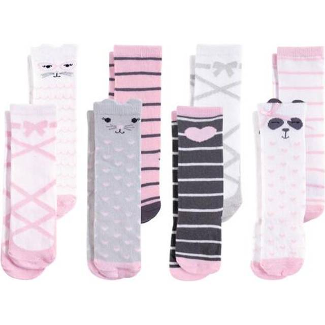 Hudson Baby Unisex Baby Cotton Rich Knee-High Socks  Pink Panda  12-24