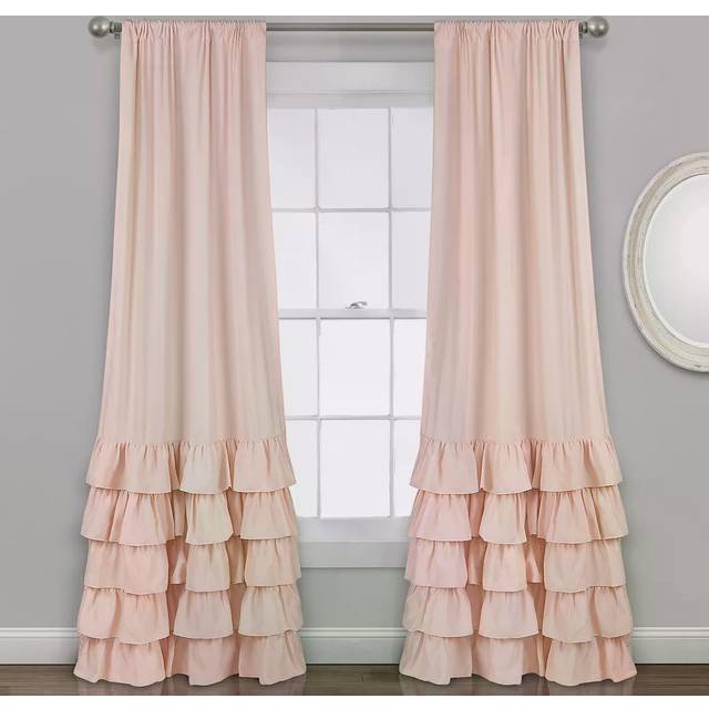 "Lush Decor Allison Ruffle Curtains Window Panel Drapes Set for Living  Dining Room  Bedroom (Pair)  84"""""""" x 40""""""""  Aqua"