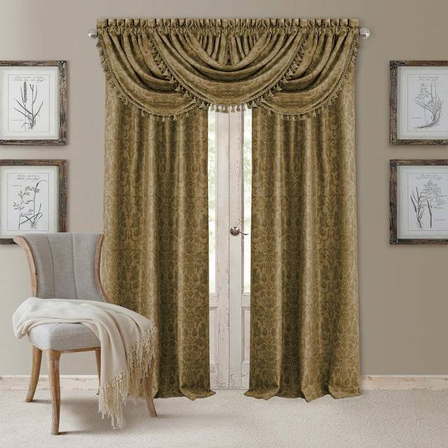 Elrene mörkläggningsstång ficka/baksida flik fönster gardinpanel, tyg, antikt guld, 132 cm B x 241 cm L (paket med 1)