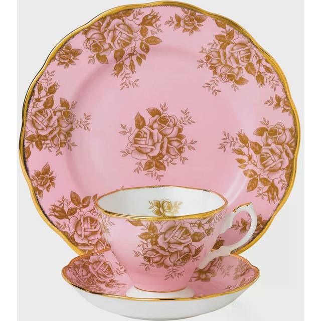 Royal Albert 100 Years of Royal Albert 1960 Golden Roses 3 Piece Set - Pink