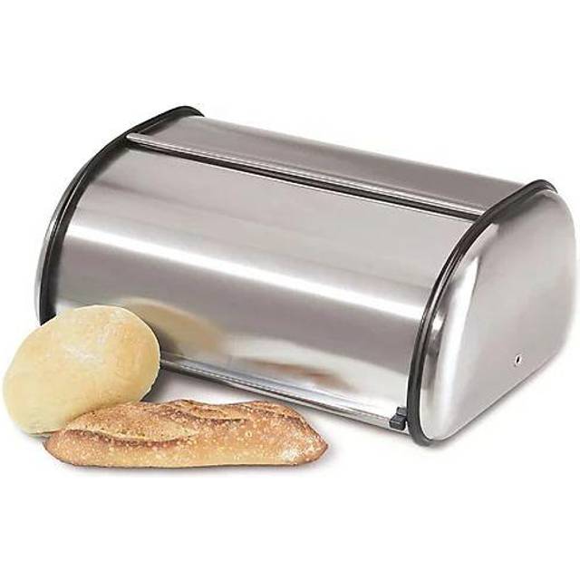 Oggi Stainless Steel Roll Top Bread Box for Kitchen Countertop with Stainless Steel Lid - Fits Multiple Large Loaves of Bread and Other Freshly Baked