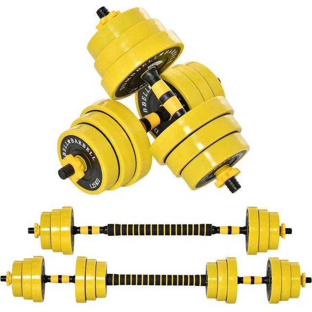 20KGS Dumbbell & Barbell Adjustable Set Plate Bar Clamp Rod Home Gym Sports Area Exercise Ergonomic Fitness - HOMCOM | TJ Hughes