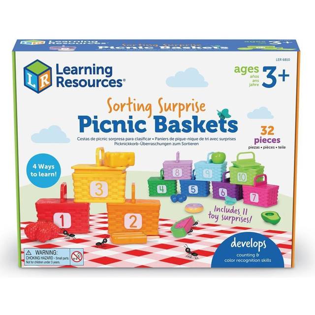 Learning Resources Sorting Surprise Picnic Baskets  Toddler Sorting & Matching Skills Toy  Fine Motor Skills  Preschool Educational Toys  32 Pieces  A