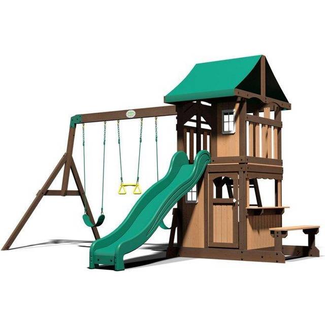 Backyard Discovery - Lakewood Cedar Wooden Climbing Frame with 3 x Swings and 1 x Slide