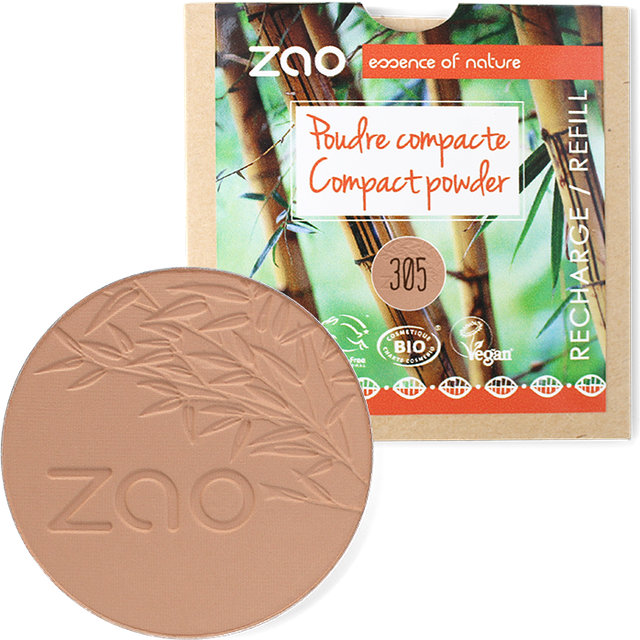 ZAO Økologisk Compact Powder, 305 Pink Sand, Refill, 9 g