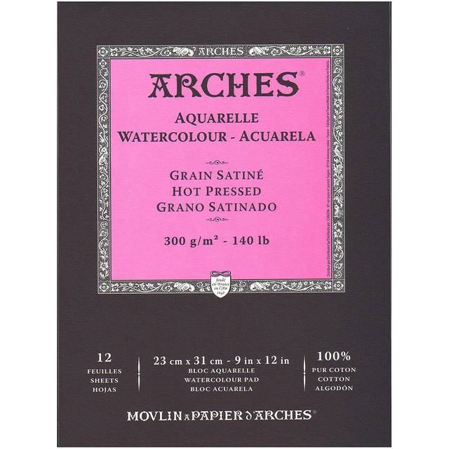Arches Aquarelle Glued Watercolour Pad 300gsm Hot Pressed 23 x 31cm