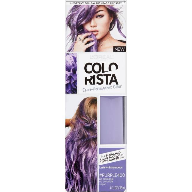 L'Oreal Paris Colorista Semi-Permanent Hair Color, Light Bleached Blondes, Purple, 1 Kit