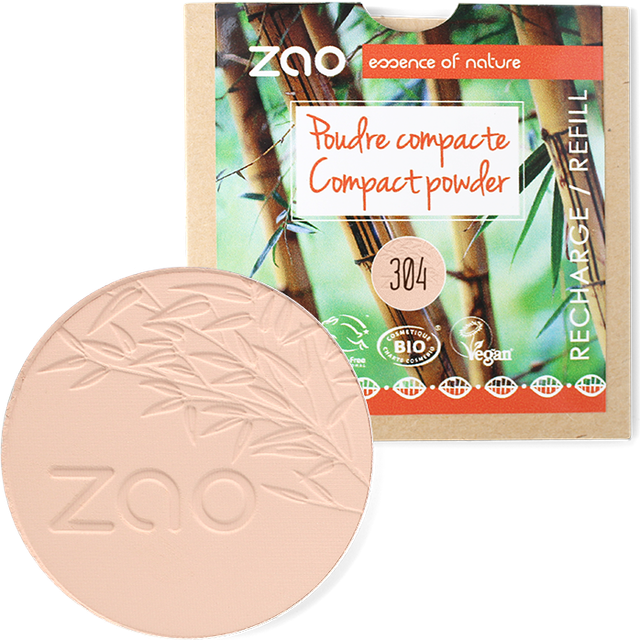 ZAO Økologisk Compact Powder, 304 Cappucino, Refill, 9 g