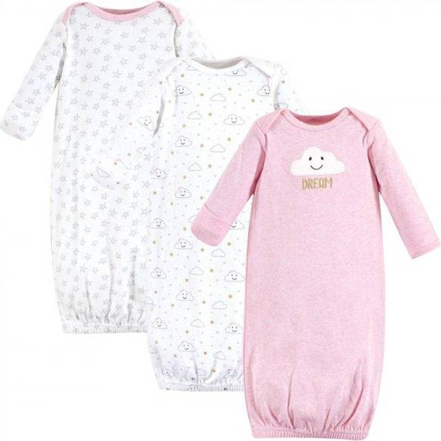 Hudson Baby Unisex Cotton Gowns  Pink Clouds  0-6 Months