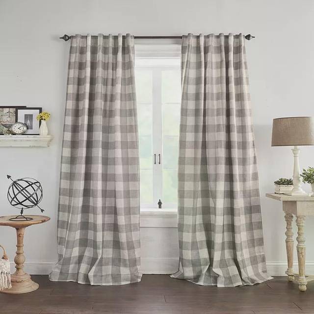 Elrene Home Fashions Farmhouse Living Grainger Buffalo-Check Blackout Window Curtain, Living Room and Bedroom Drape with Rod Pocket Tabs, 52