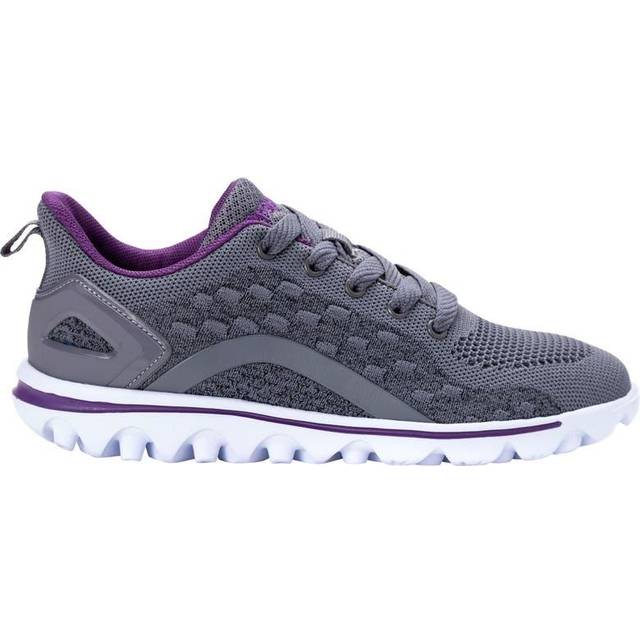 Propét Womens TravelActiv Axial Sneaker, Grey/Purple,12