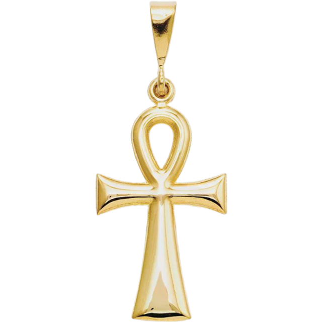 Quality Gold C2738 15 x 36 mm 14K Yellow Gold Egyptian Ankh Cross Pendant