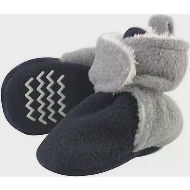Hudson Baby unisex baby Cozy Sherpa Booties With Non Skid Bottom  Blue Winter Accessory Set  Navy Heather Gray  12-18 Months Infant US
