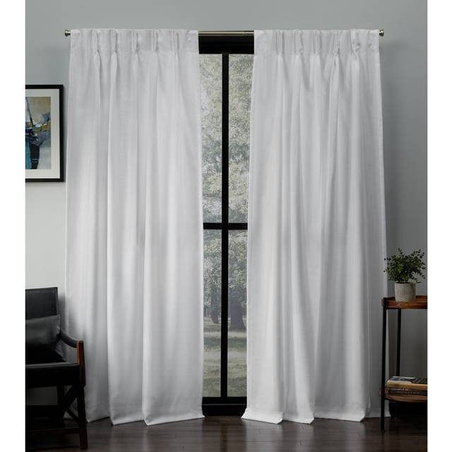 "Exclusive Home Loha Light Filtering Pinch Pleat Curtain Panel Pair  84"""""""" Length  Winter White"