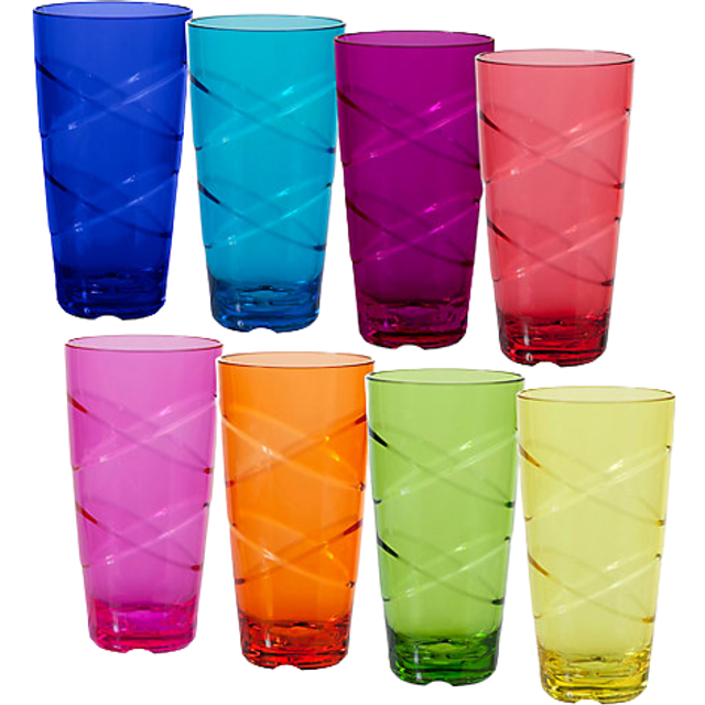 CreativeWare Circus Set of 8  24 Ounces Tumbler Set  8 Count Pack of 1  Multicolor