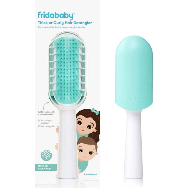 Frida Baby Thick or Curly Hair Detangler Brush for Kids  Toddler Hairbrush Detangles Knots Without Tears or Breakage  Comb Teeth and Bristle Design  W