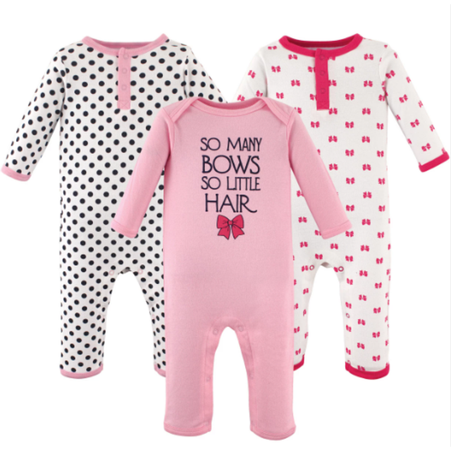 Hudson Baby Unisex Baby cotton coveralls So Many Bows  3-6 Months