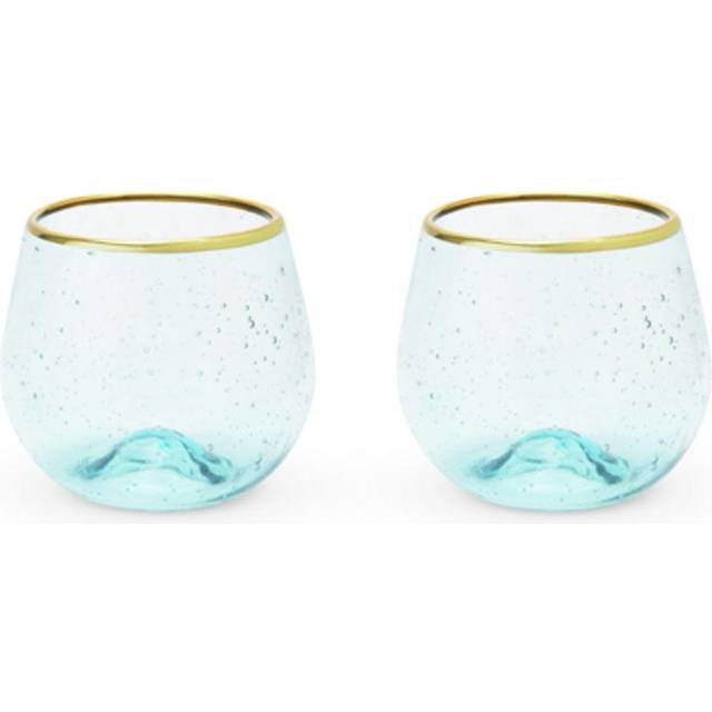 Twine Seaside Aqua Bubble Stemless Wine Glass Set