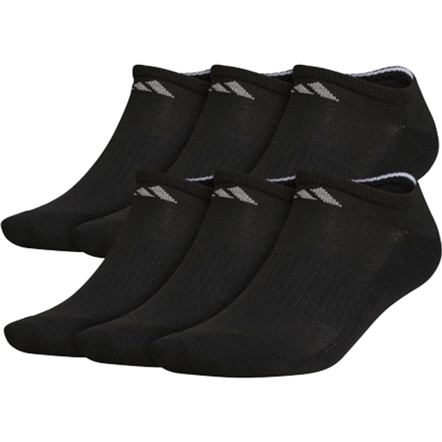 adidas mens Athletic Cushioned No Show Socks (6-Pair)  Black/Aluminum