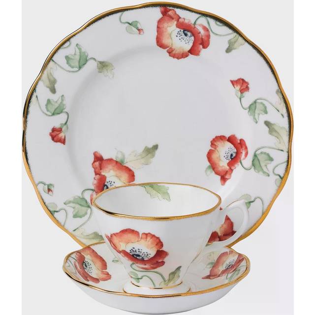 Royal Albert 100 Years of Royal Albert 1970 Poppy 3 Piece Set - Red