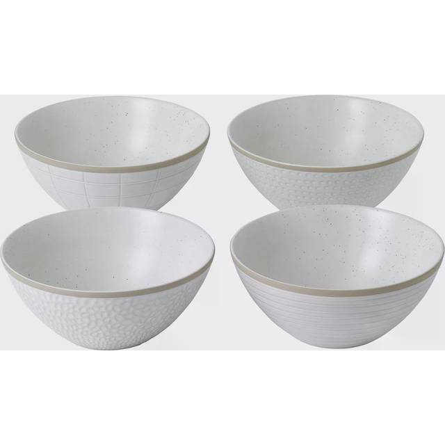 Maze Grill Mixed Pattern White Cereal Bowls