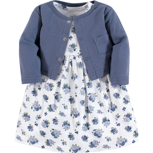Luvable Friends baby girls and Cardigan Casual Dress  Blue Floral  5T US