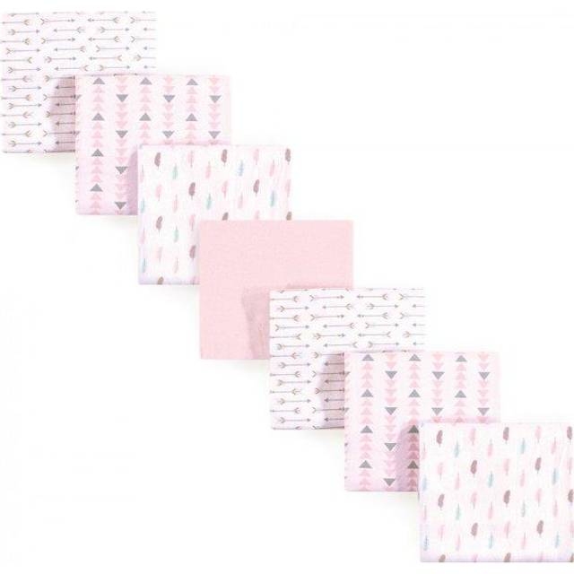 Luvable Friends Unisex Baby Cotton Flannel Receiving Blankets  Girl Feathers 7-Pack  One Size