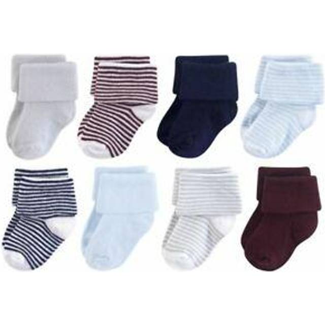 Luvable Friends Unisex Baby Fun Essential Socks  Navy Light Blue  6-12 Months