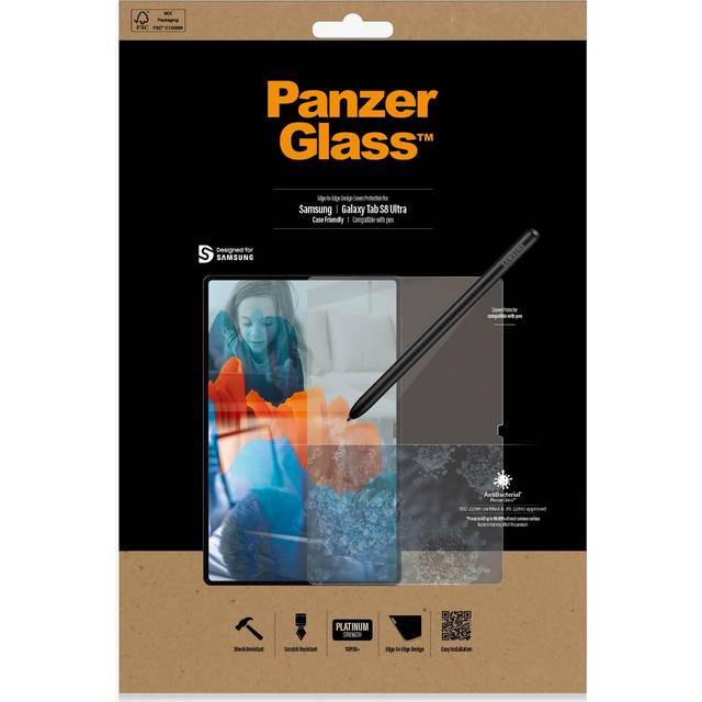 Samsung Galaxy Tab S9 / S8 Ultra PanzerGlass Edge-to-Edge Skärmskydd - Skalvänligt - Transparent