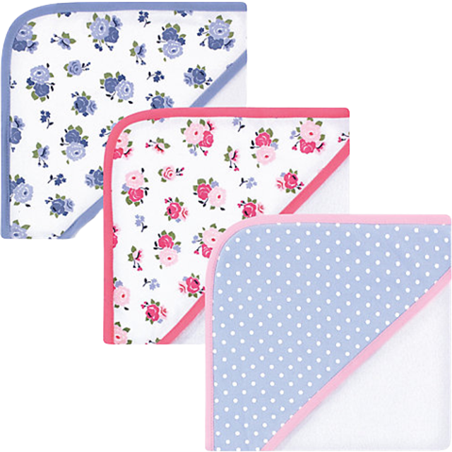Luvable Friends Unisex Baby Cotton Terry Hooded Towels  Floral  One Size