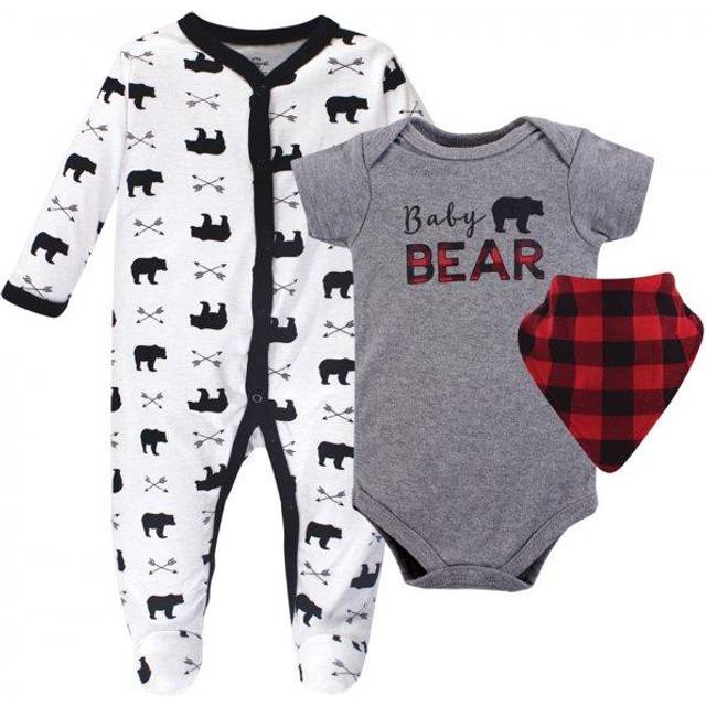 Little Treasure Unisex Baby Sleep and Play  Bodysuit and Bib  Baby Bear  6-9 Months