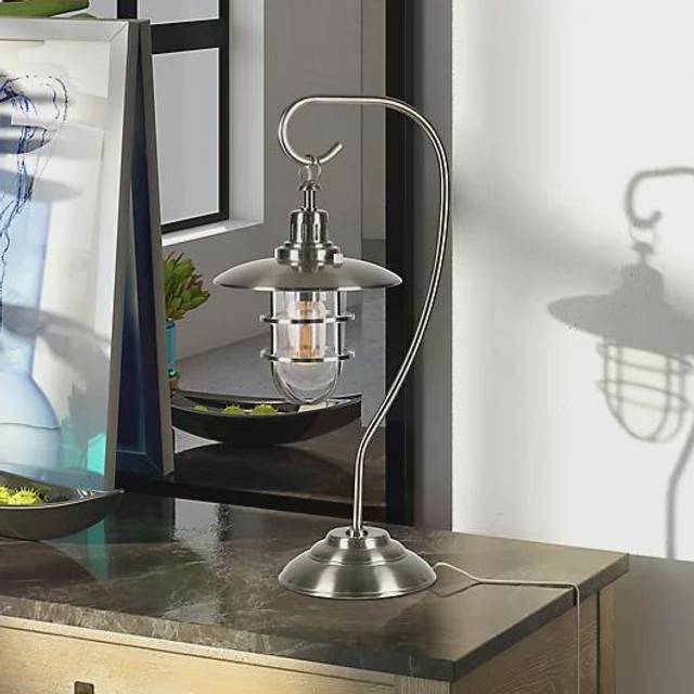 Henn & Hart TL0211 Bay Brushed Nickel Nautical Lantern Lamp