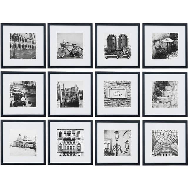 Gallery Perfect 16FW2233 12 Piece Black Square Photo Picture Hanging Template Gallery Wall Frame Set,(12 x 12