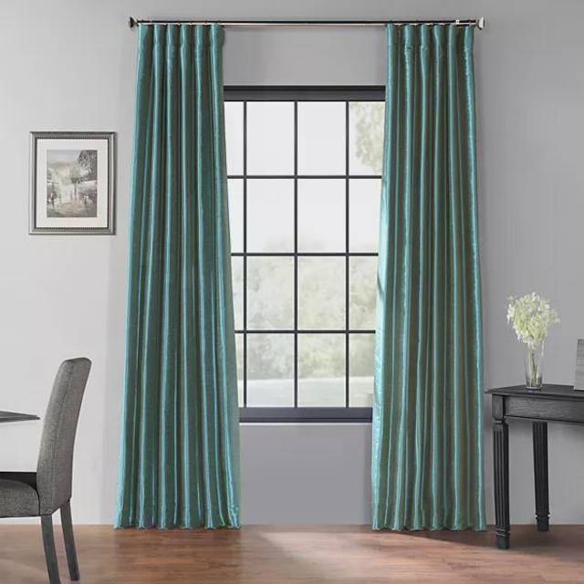 HPD Half Price Drapes Faux Silk Blackout Curtains For Room Decor Vintage Textured (1 Panel)  PDCH-KBS14BO-96  Peacock  50 in x 96 in
