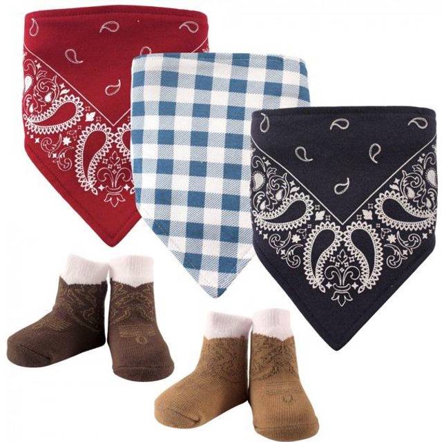 Hudson Baby Unisex Baby Cotton Bib and Sock Set, Cowboy, One Size
