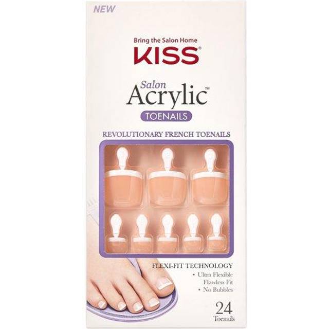 Kiss Inc. Salon Acrylic French False Toenails - Walk Away (28 Nails &a