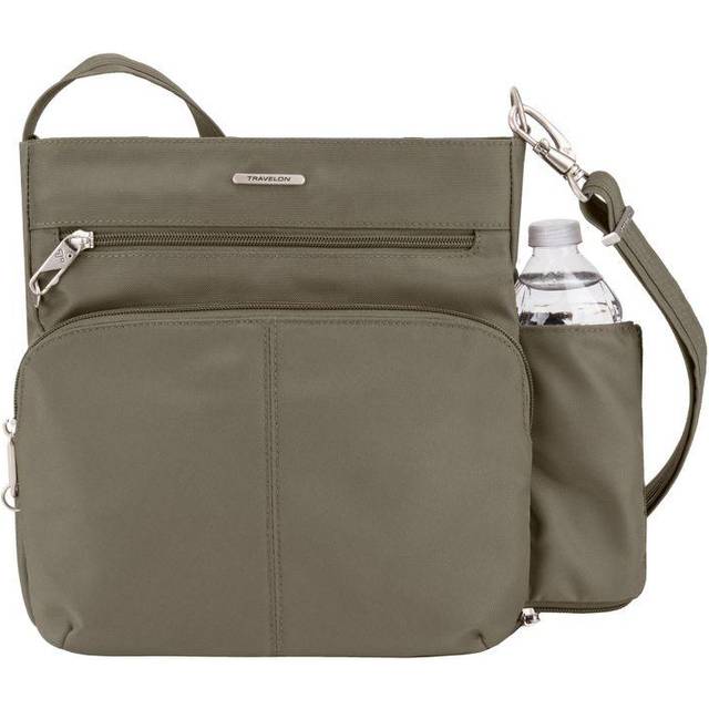 Travelon Dam anti-stöld klassisk N/S crossbody väska, Muskotsfärgad, 12.5 x 12 x 4, Travelon stöldskydd klassisk nord/syd crossbody-väska