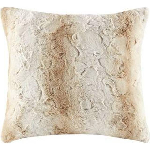 Madison Park Zuri Faux Fur Ombre Stripe Ultra Soft Luxury Decorative Throw Pillows For Couch Bed With Insert  20x20  Sand