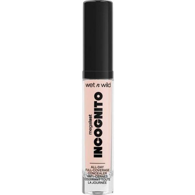 Wet n Wild, Megalast Incognito Heltäckande Concealer, Sömlös och Rikt Pigmenterad, Byggbar Medium till Full Täckning, Matt Finish, Närande och Återfuktande Formel, med Sheasmör, Light Beige