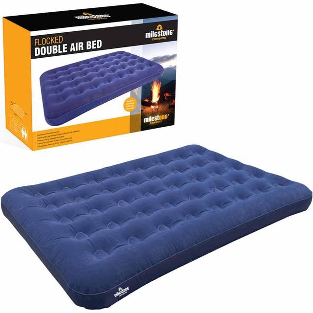 Milestone Camping Double Flocked Airbed - Navy Blue, Blue