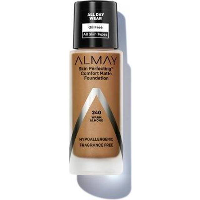 Almay Skin Perfecting comfort Matte Foundation, Hypoallergenic, cruelty Free, -Fragrance Free, Dermatologist Tested Liquid Makeup, Warm Almond
