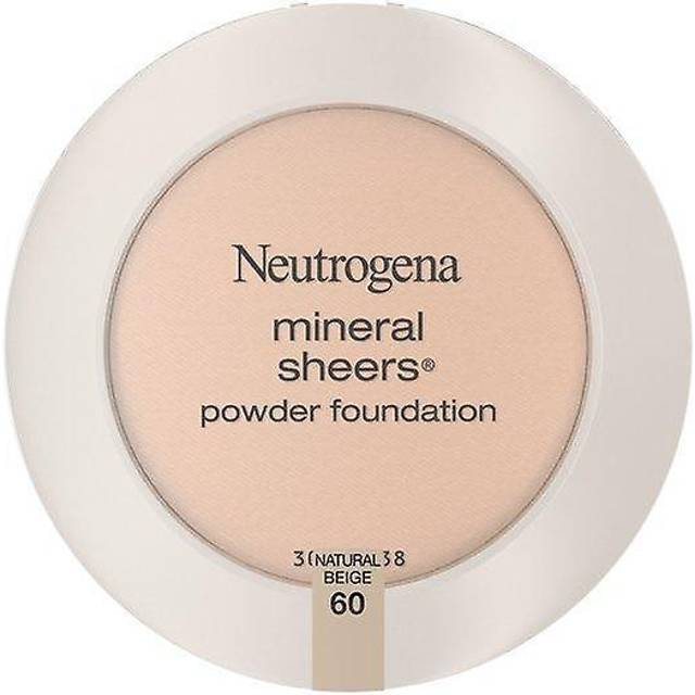 Neutrogena Mineral Sheers Compact Powder Foundation  Lightweight & Oil-Free Mineral Foundation  Fragrance-Free  Natural Beige 60  .34 oz