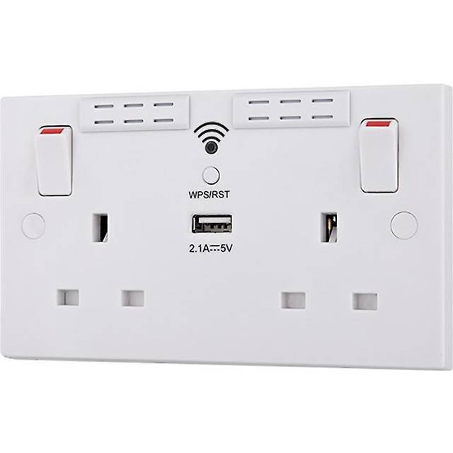 BG 2 Gang Switched Socket Wifi Extender With USB [922UWR-01]
