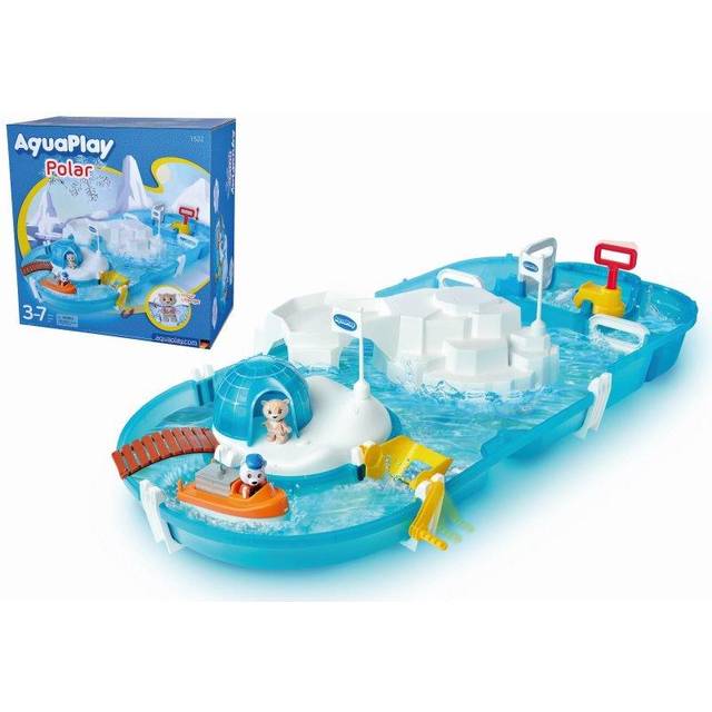 AquaPlay 8700001522 - Polar - Transparenta Kanaler, Båt, 5 Iskuber och 2 Lekfigurer där Lekfiguren Olivia Kommer med Färgbytes-Funktion, Mått: 52x104 cm, Från 3 år, Tillverkad i Tyskland