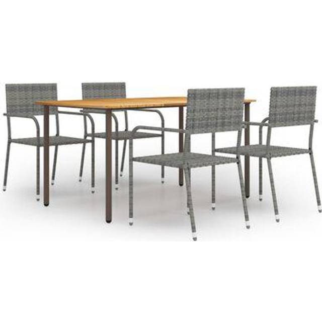 5 Piece Garden Dining Set Poly Rattan Black vidaXL