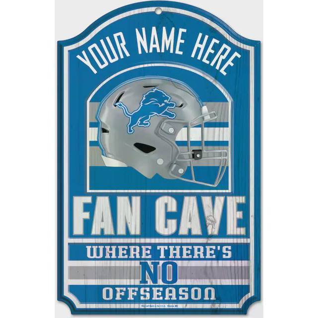 "WinCraft NFL Detroit Lions 05429010 Wood Sign  11"""""""" x 17""""""""  Black"