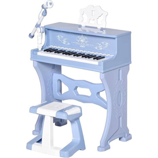 HOMCOM kids Electronic Piano Keyboard with Stool and Microphone - Blue | TJ Hughes