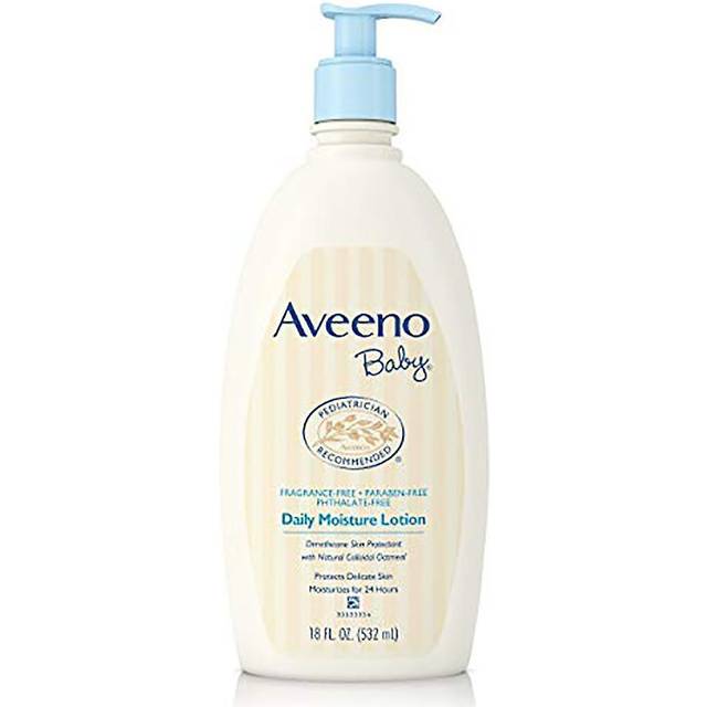 Aveeno Baby Daily Moisture Body Lotion för känslig hud, naturliga kolloidala havregryn & dimetikon, allergivänlig, fuktgivande babylotion, parfymfri, 532 ml