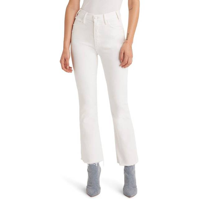 Mother - The Hustler Cropped Frayed High-rise Flared Jeans - White - 31